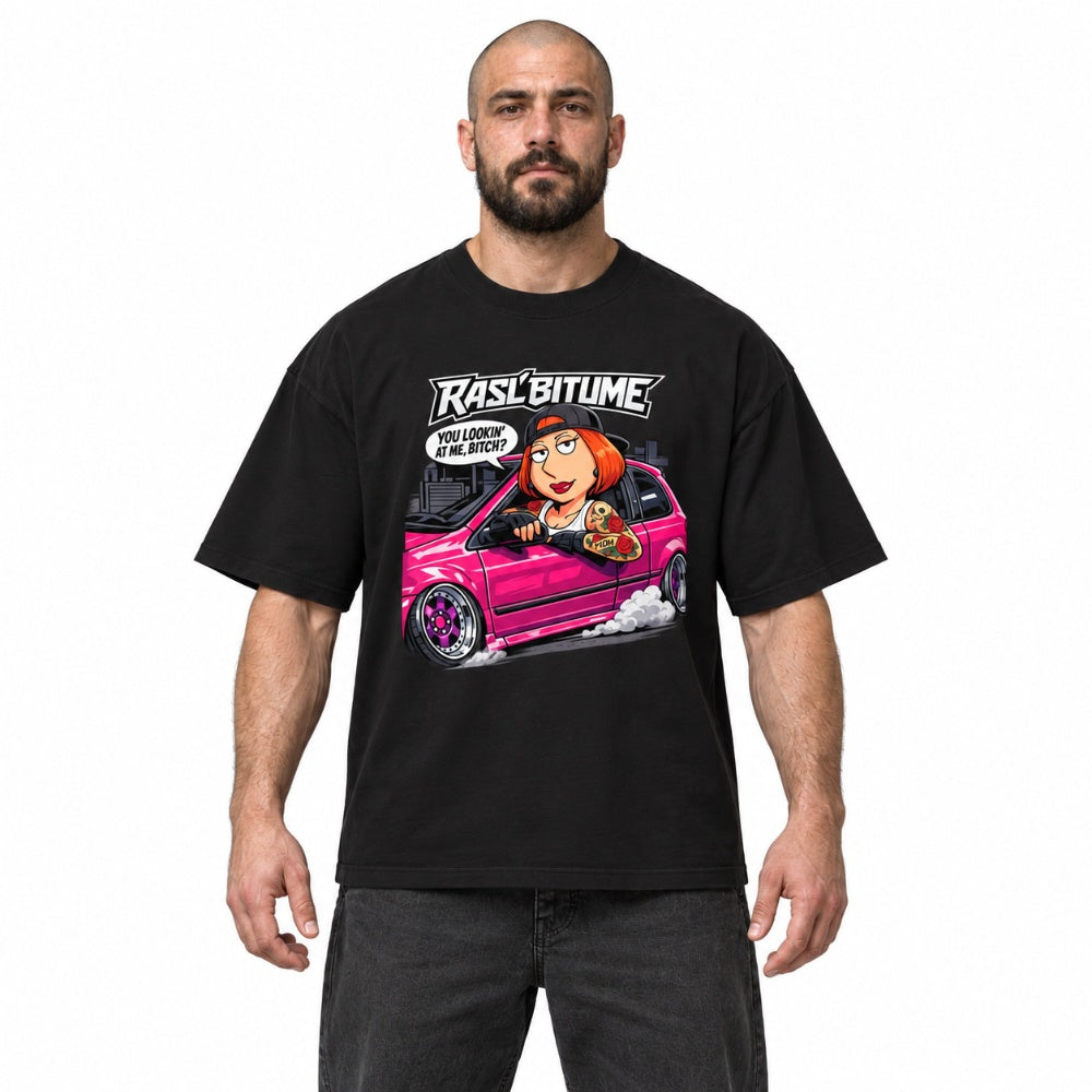 Rasl’Bitume Unisex Pink Burnout Oversized T-Shirt