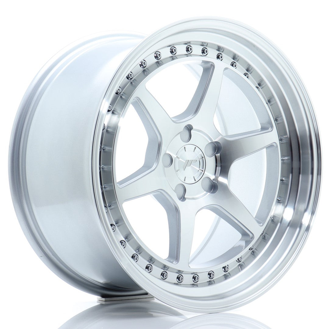 Japan Racing JR-43 18x9.5" (5 trous - sur mesure) ET15-35, Gris Argenté / Poli