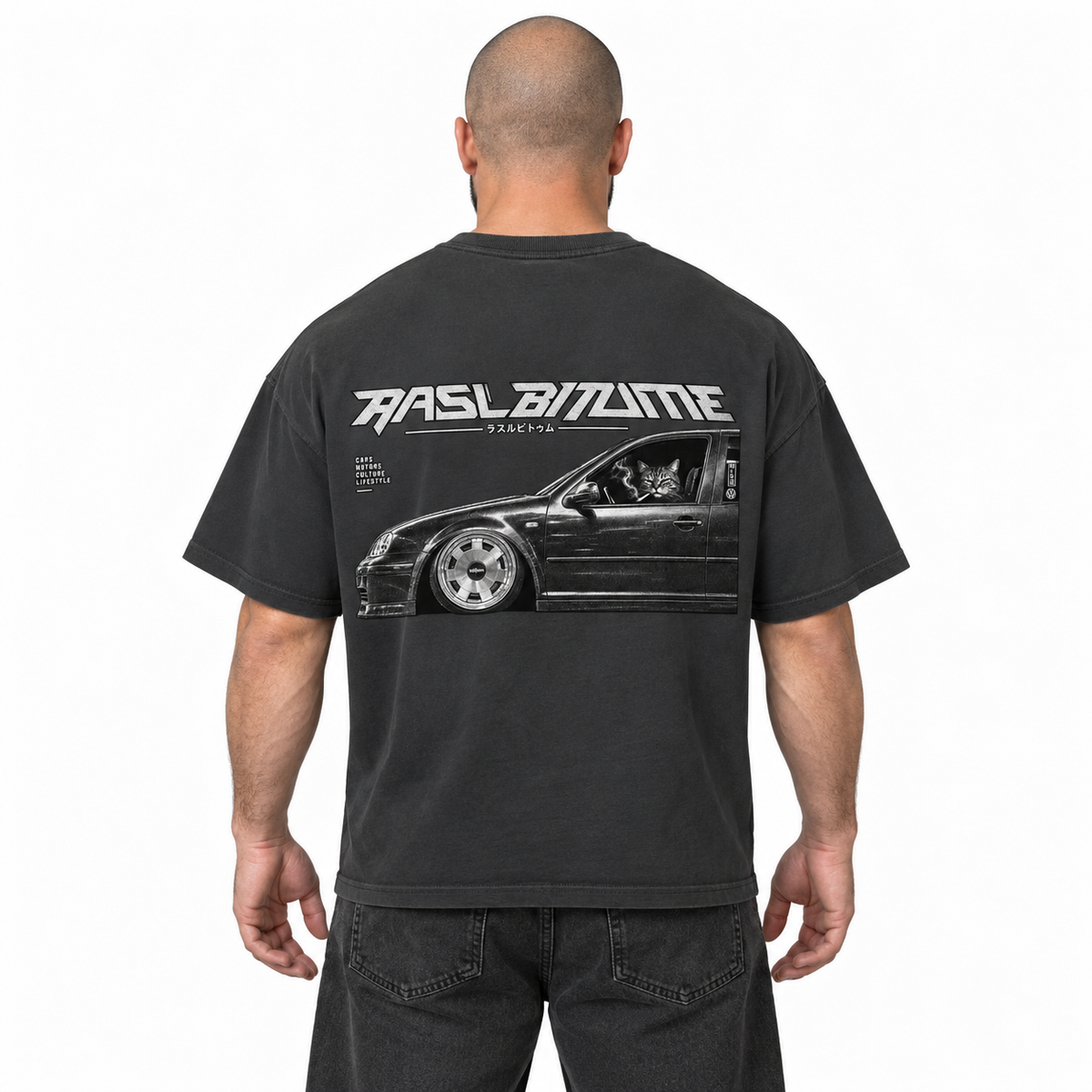 Oversized verwassen T-shirt Golf’cat Rasl’Bitume uniseks
