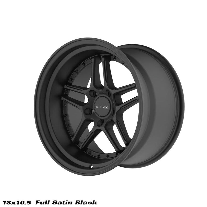 Ström DS-05 18x10.5" 5x120 ET10, Noir Satiné, Rivets Noirs