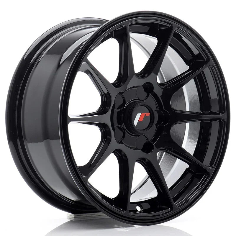 Japan Racing JR-11 15x7" (5 trous - sur mesure) ET30, Noir Brillant - Rasl'Bitume