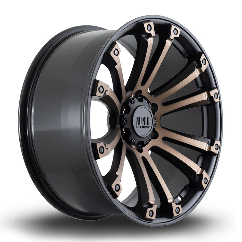 Alpha Offroad Maverick 20x9" 6x139.7 ET40, Noir Satiné, Branche Bronze