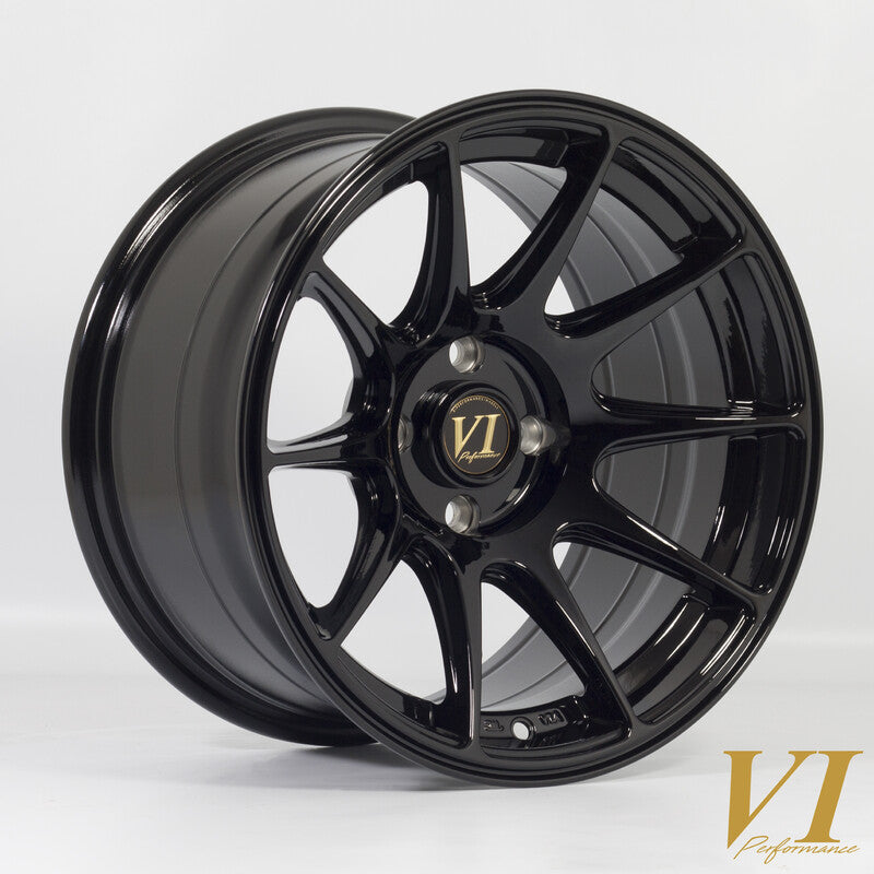 6Performance BDR 15x8.25" 4x100 ET0, Noir Brillant
