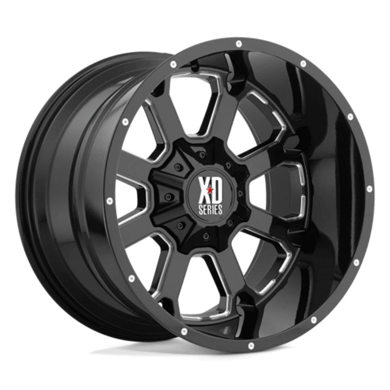 XD XD825 Buck 25 20X10 6x135/139.7 ET-24, Noir Brillant, Branches Usinées