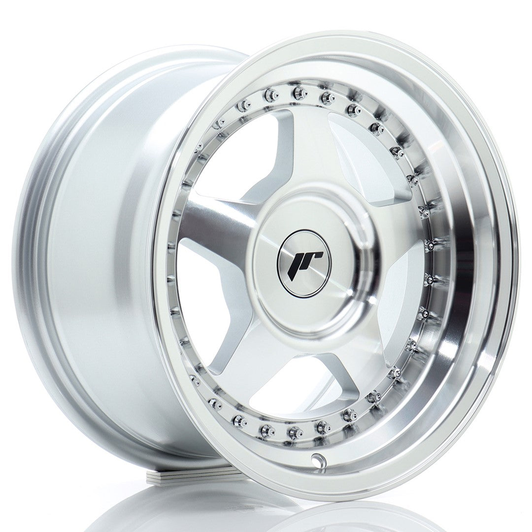 Japan Racing JR-6 15x8" (4 & 5 trous - sur mesure) ET25, Gris Argenté Poli