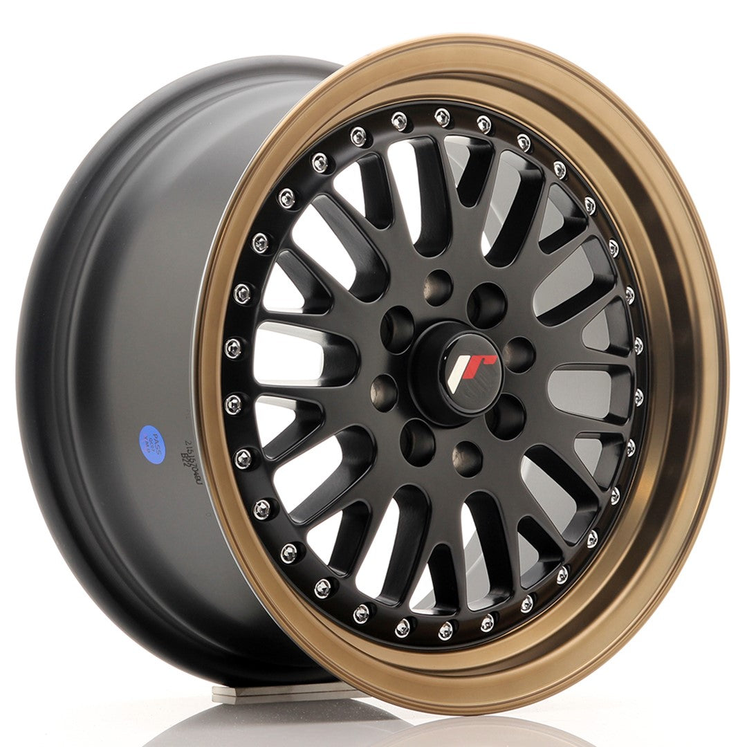 Japan Racing JR-10 15x7" 4x100/108 ET30, Noir Mat / Satiné, Rebord Bronze