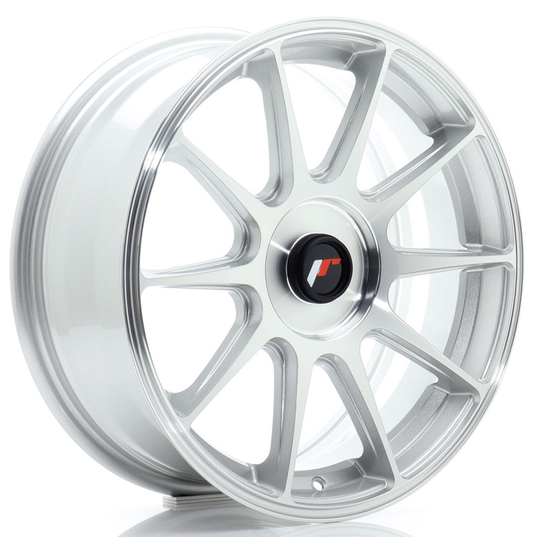 Japan Racing JR-11 17x7" (4 & 5 trous - sur mesure) ET20-38, Gris Argenté Poli