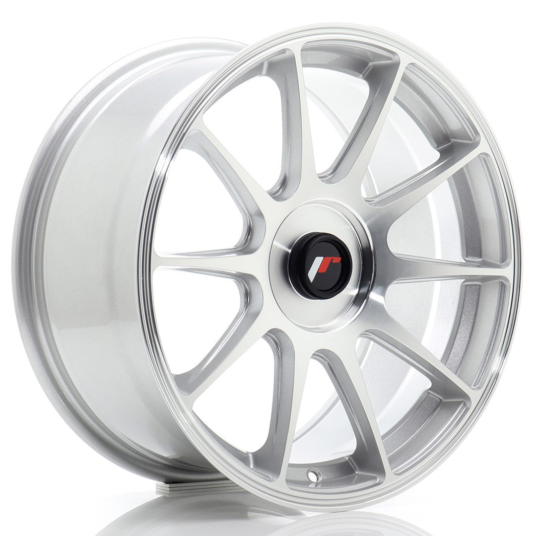 Japan Racing JR-11 17x8" (4 & 5 trous - sur mesure) ET20-35, Gris Argenté Poli