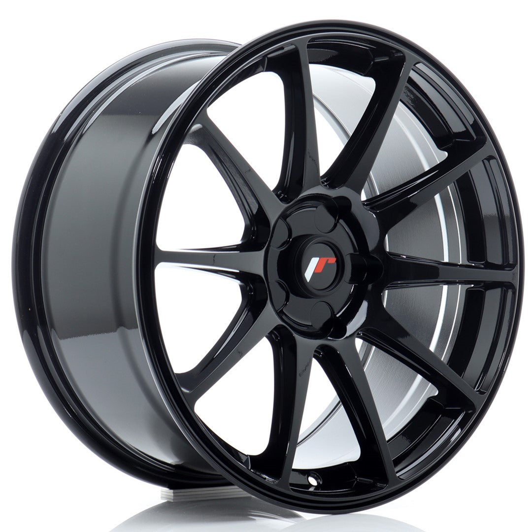 Japan Racing JR-11 18x8.5" (5 trous - sur mesure) ET20-40, Noir Brillant