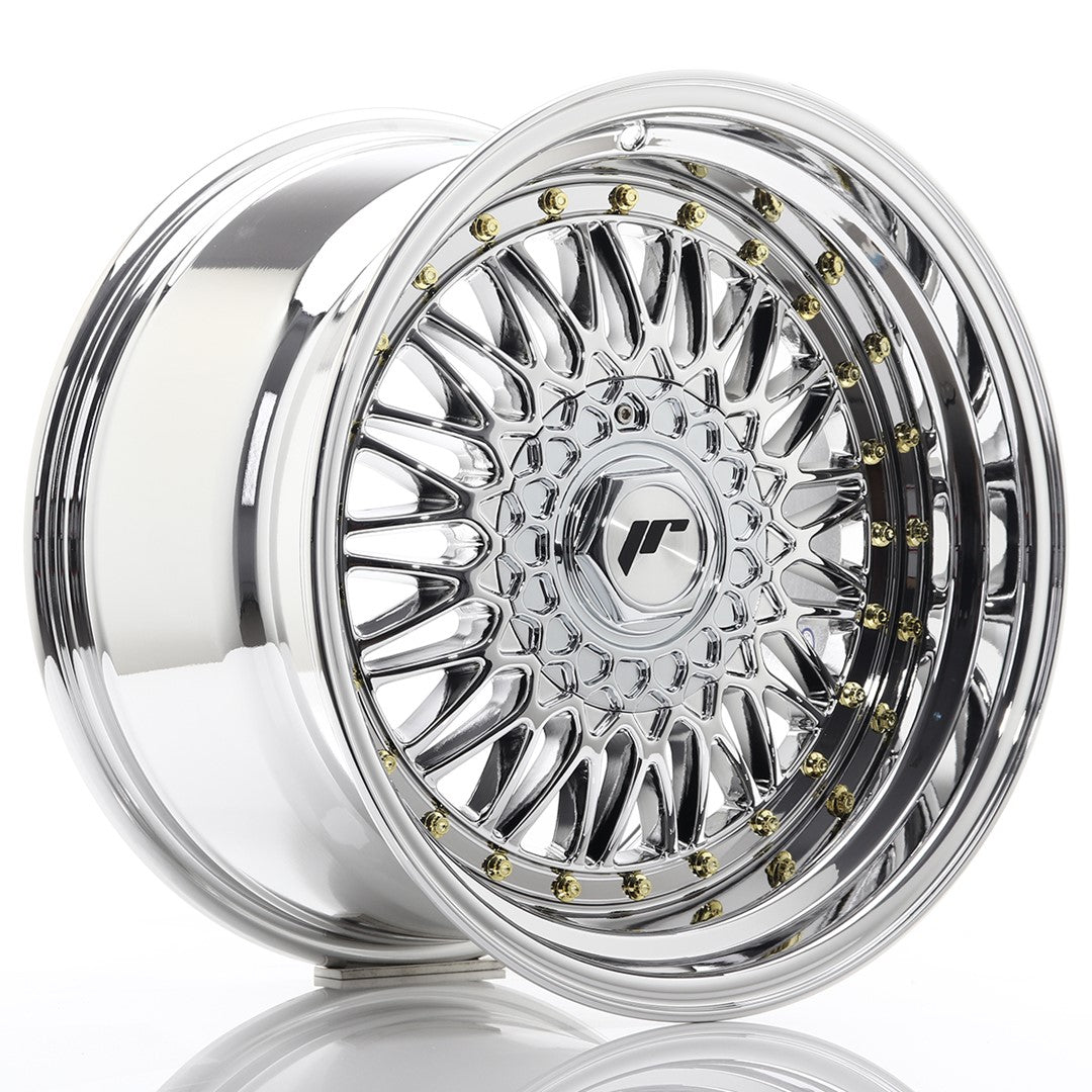 Japan Racing JR-9 17x10" (4 & 5 trous - sur mesure) ET20, Chrome / Titane