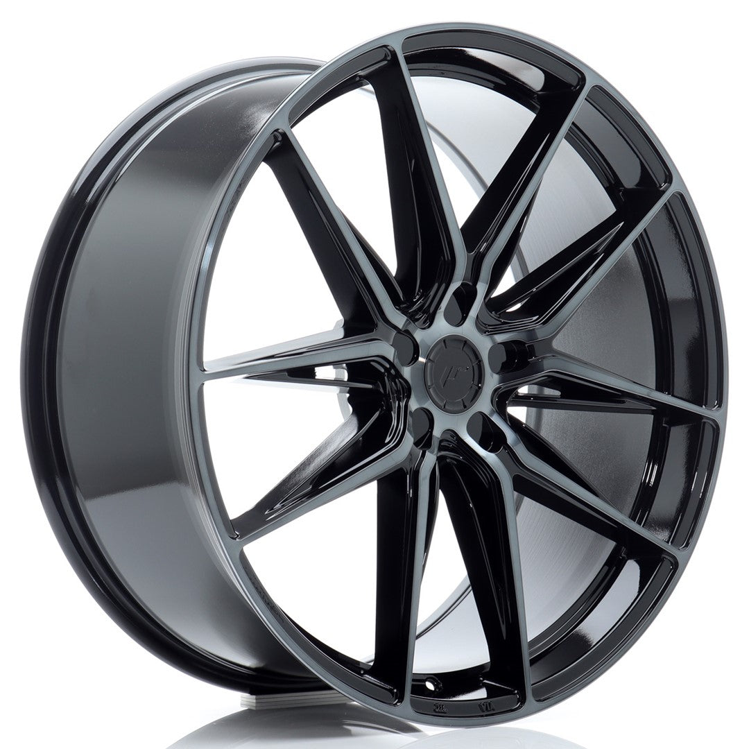 Japan Racing JR-44 22x9.5" (5 trous - sur mesure) ET15-40, Noir Brillant, Branches Teintées