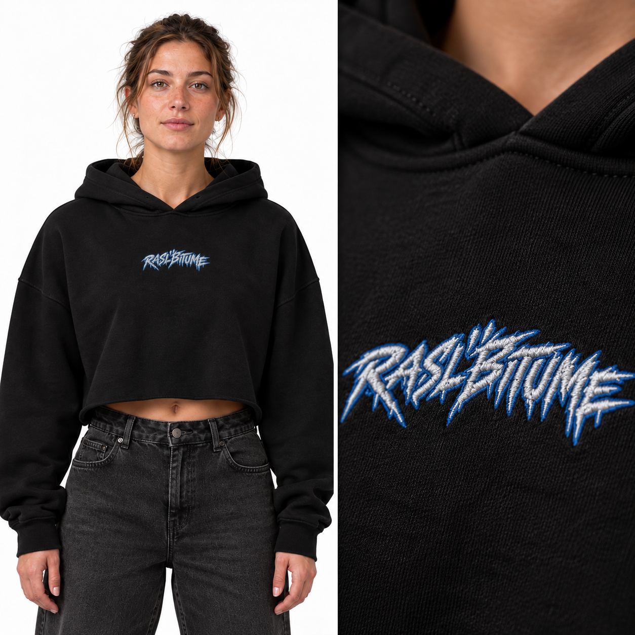 Sweat crop top femme Sardine Club Rasl’Bitume