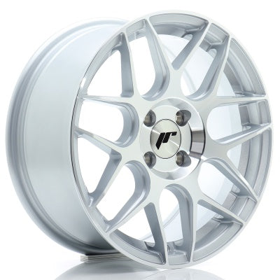 Japan Racing JR-18 18x8.5" (4 & 5 trous - sur mesure) ET25-45, Gris Argenté, Face Polie