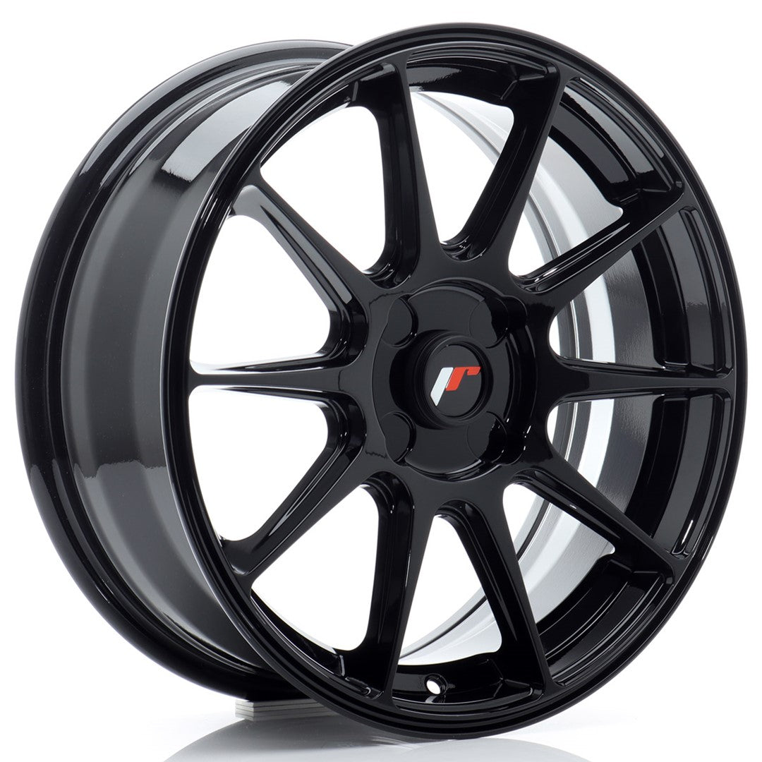 Japan Racing JR-11 17x7" (4 trous - sur mesure) ET20-38, Noir Brillant