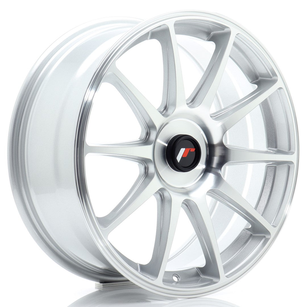 Japan Racing JR-11 18x7.5" (4 & 5 trous - sur mesure) ET20-40, Gris Argenté Poli