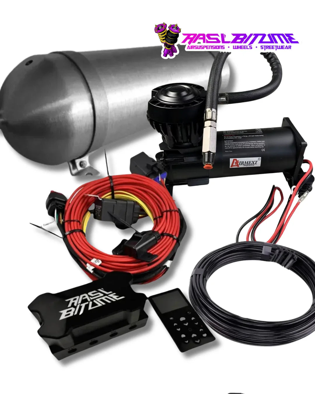 Kit Air Ride Airmext pour Kit Gestion Air Ride AIRMEXT SNX5 V3 — Sans Amortisseurs | App Mobile + Télécommande | LED RGB Personnalisables, Suspension pneumatique
