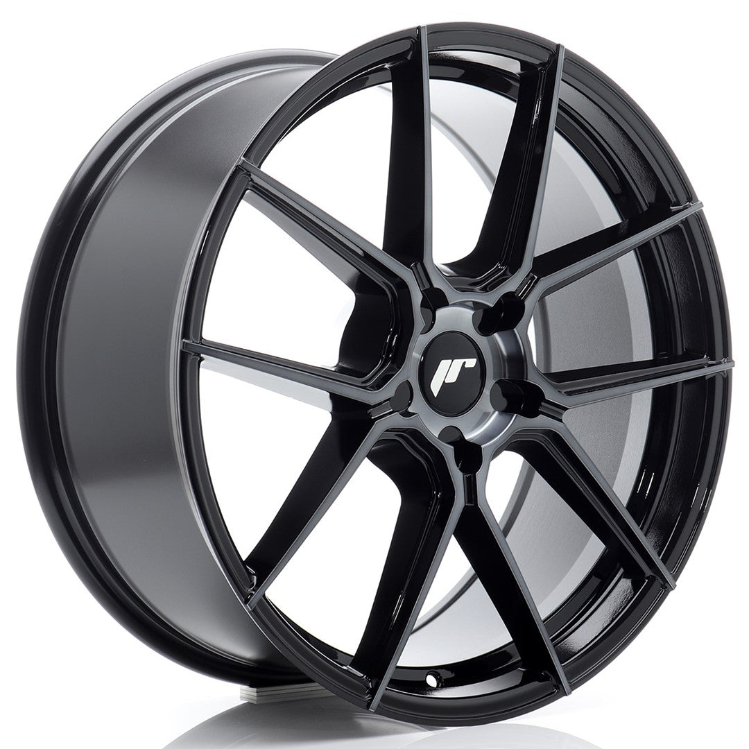 Japan Racing JR-30 20x8" (5 trous - sur mesure) ET20-40, Noir Brillant, Face Teintée