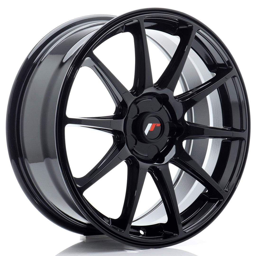 Japan Racing JR-11 18x7.5" (5 trous - sur mesure) ET20-40, Noir Brillant