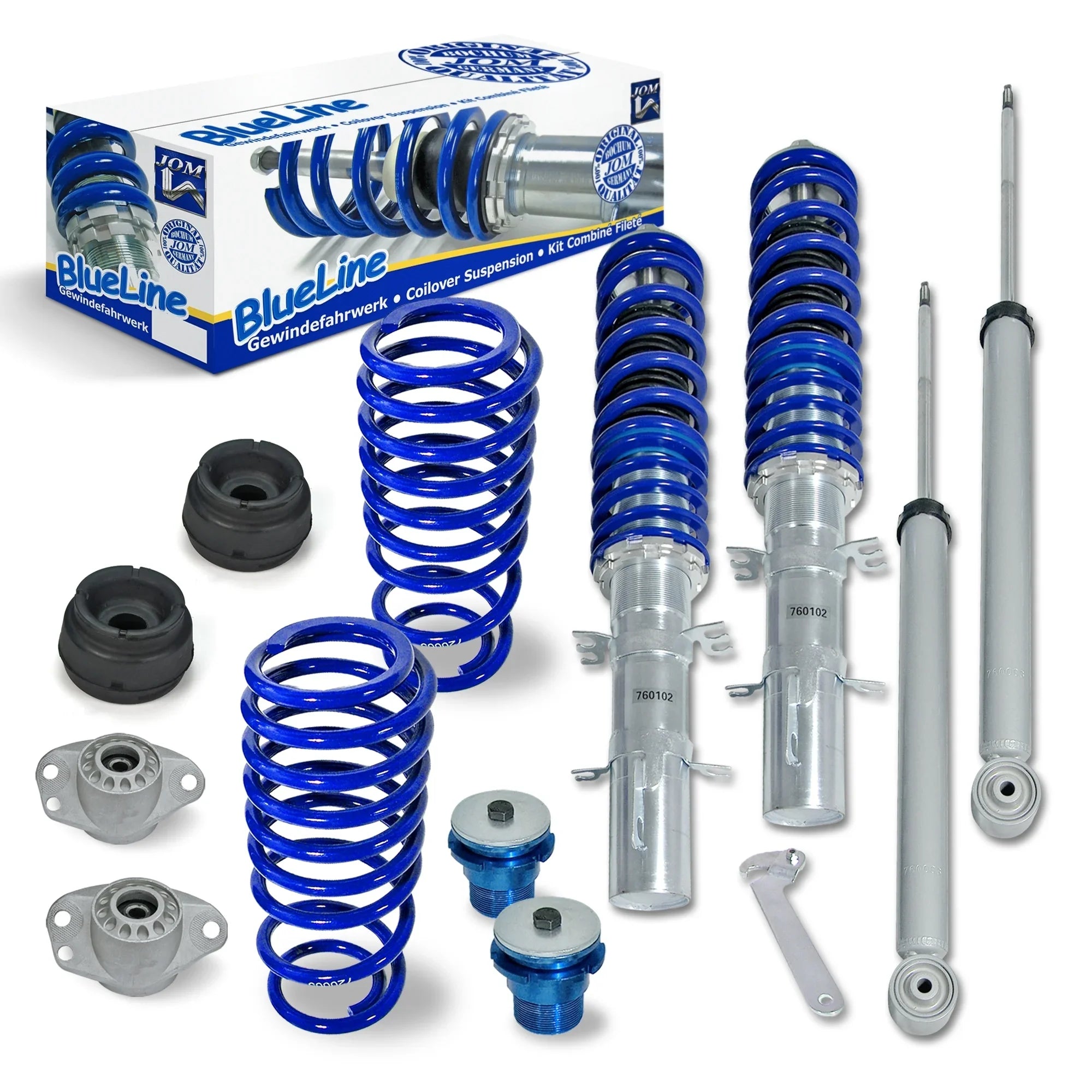BlueLine Justerbart Fjäderben-kit – Audi A3 8L (1996-2003) Med fjäderbenslager + TÜV
