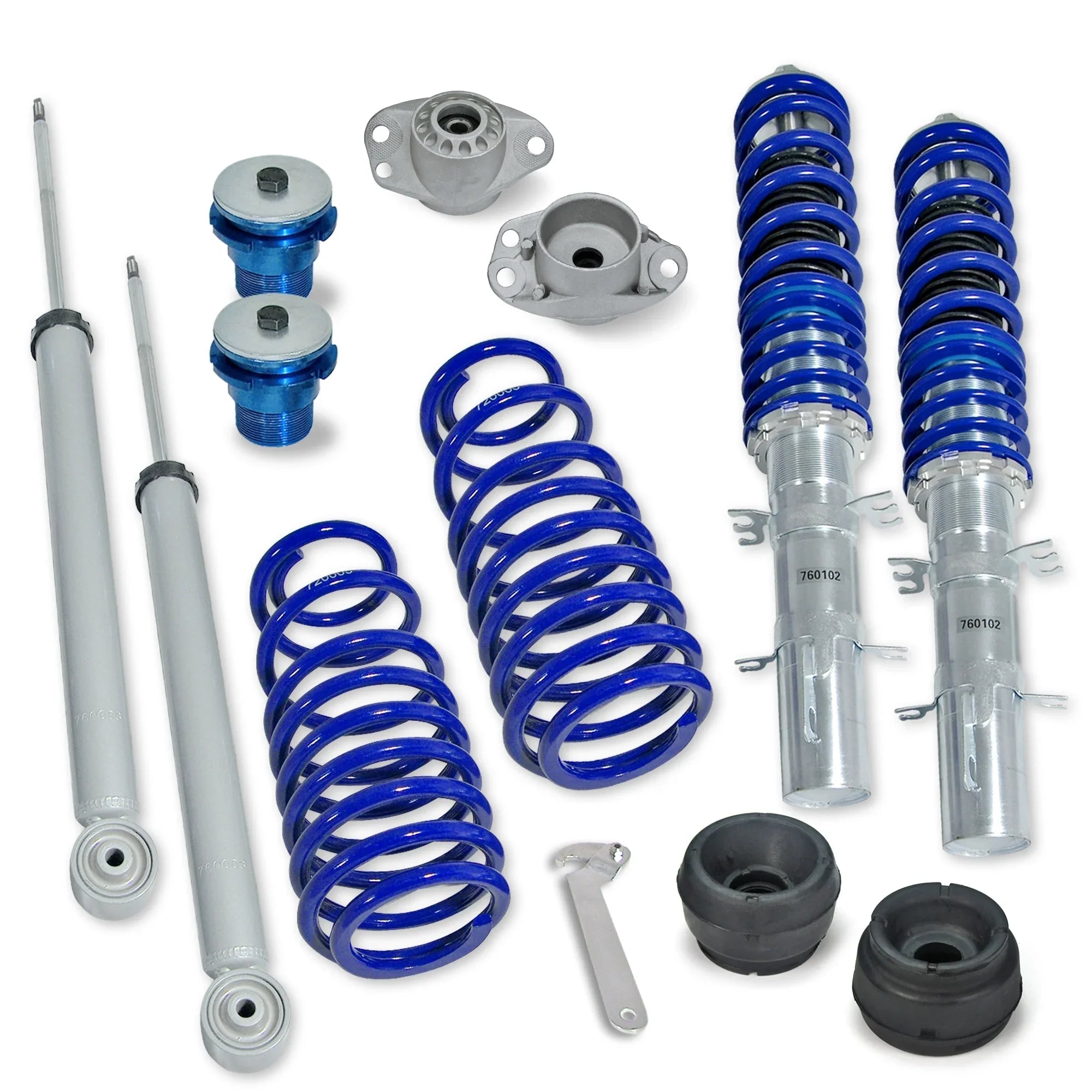 BlueLine Justerbart Fjäderben-kit – Audi A3 8L (1996-2003) Med fjäderbenslager + TÜV