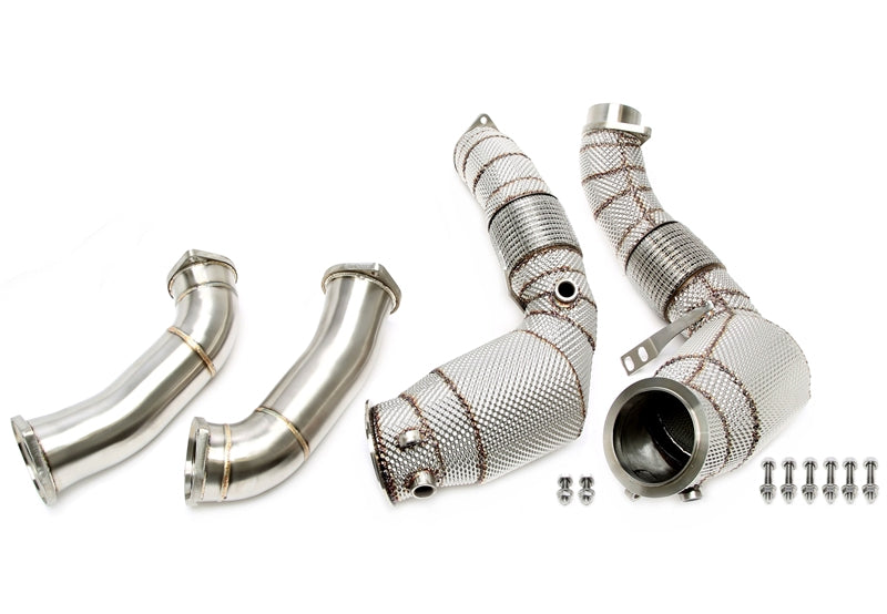 Downpipe avec Écran thermique et catalyseur pour BMW 5er Série M5 Typ F90, 8er Série M8 Typ F91/F92/F93 - code moteur S63M — TA Technix