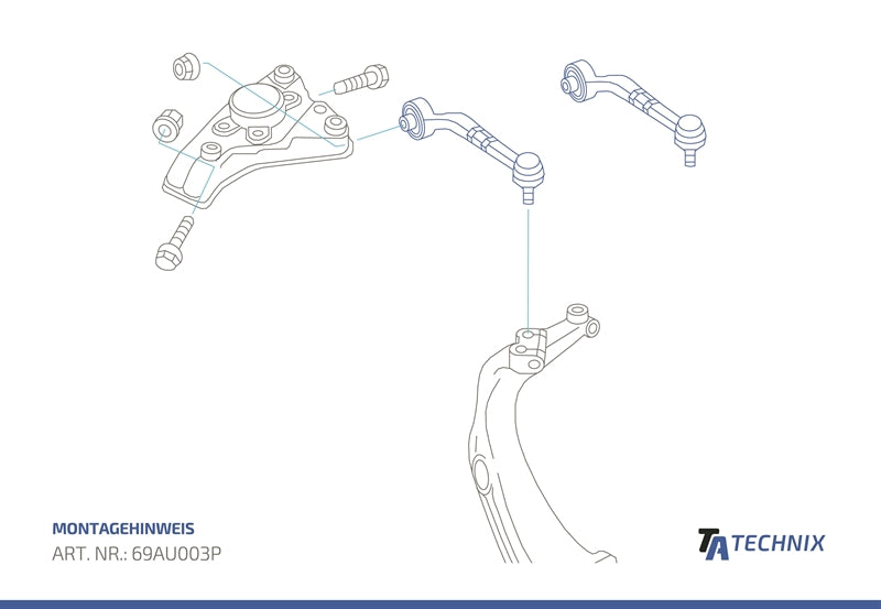 Tirants kit avec réglage de carrossage train avant pour Audi A4 (B5/B6/B7/B8), A5 (8T,8H) A6 (4B, 4G), A7 Sportback (4GH) Q5 (8R) / Porsche Macan (95B) / Seat Exeo (3R) / Skoda Superb (3U) / VW Passat (3B/3BG) — TA Technix