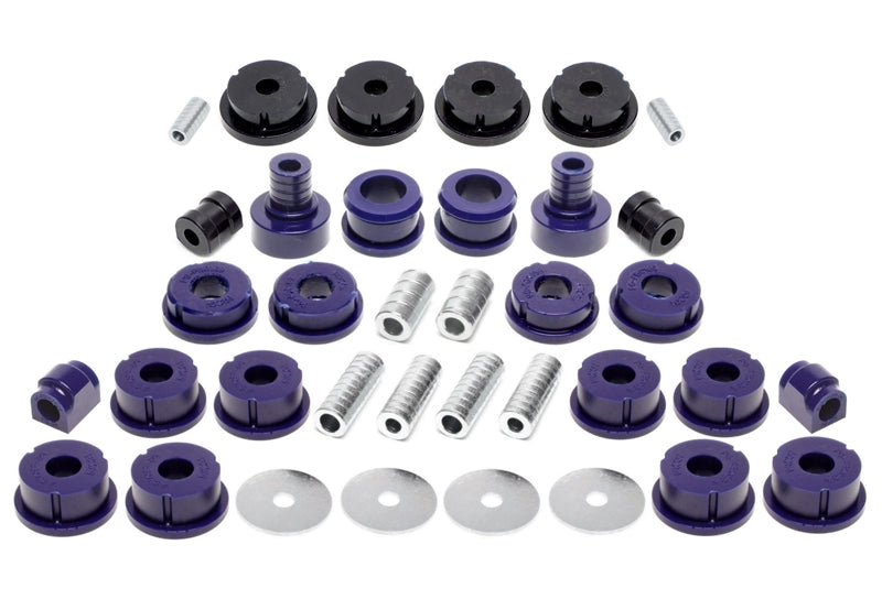 Kit silentblocs polyuréthane 38 pièces / train avant + train arrière / train avant avec Ø 23 mm barre stabilisatrice / M3 excentrique / train arrière avec Ø 19 mm barre stabilisatrice / pour BMW Série 3 E36 M3 — TA Technix