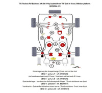 Kit silentblocs polyuréthane 28 pièces / train avant avec 21 mm barre stabilisatrice / pour Audi A3 (8L)/ Seat Leon, Toledo II (1M)/ Skoda Octavia (1U)/ VW Bora, Golf IV (1J)/ New Beetle (9C/1C/1Y) — TA Technix