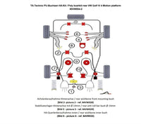 Kit silentblocs polyuréthane 20 pièces / train arrière-4WD / pour Audi A3Q (8L)/ TT-Q (8N)/ Seat Leon T4 (1M)/ Skoda Octavia 4x4 (1U)/ VW Bora 4-Motion, Golf IV 4-Motion (1J)/ New Beetle RSI (1C) — TA Technix