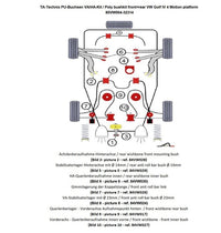 Kit silentblocs polyuréthane 48 pièces / train avant avec 23 mm barre stabilisatrice + HA-4WD / pour Audi A3Q (8L)/ Seat Leon T4 (1M)/ Skoda Octavia 4x4 (1U)/ VW Bora 4-Motion, Golf IV 4-Motion (1J) — TA Technix