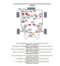 Kit silentblocs polyuréthane 46 pièces / train arrière / pour Audi A3 / Q3 / TT / Seat Leon / Altea / Toledo / Alhambra / Skoda Octavia / Superb / Yeti / VW Scirocco / Eos / Jetta / Golf / Touran / Tiguan / Passat / Sharan — TA Technix