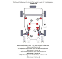 Kit silentblocs polyuréthane 14 pièces / train avant avec barre stabilisatrice 16 mm + HA Ø =72 mm / pour Seat Ibiza, Cordoba (6L)/ Skoda Fabia, Roomster (6Y/5J)/ VW Fox (5Z)/ Polo (9N)/ Polo Stufenheck (9A) — TA Technix