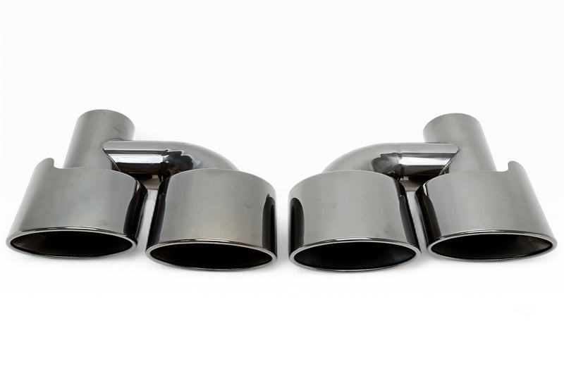 Universelles inox Embout d'échappement zum à souder "H-Rohr double design" en noir/brillant pour Mercedes Benz — TA Technix
