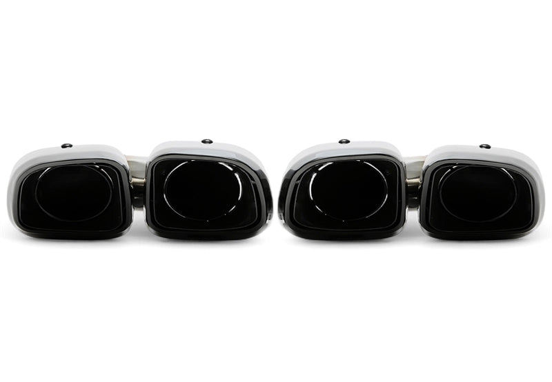 Enjoliveur d'embout à visser "double design carré" en noir/brillant pour Porsche Cayenne sans GTS (958.1) — TA Technix