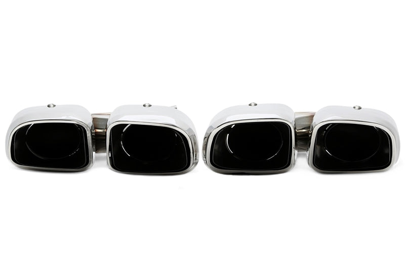 Enjoliveur d'embout à visser "double design carré" en chromé/brillant pour Porsche Cayenne sans GTS (958.1) — TA Technix