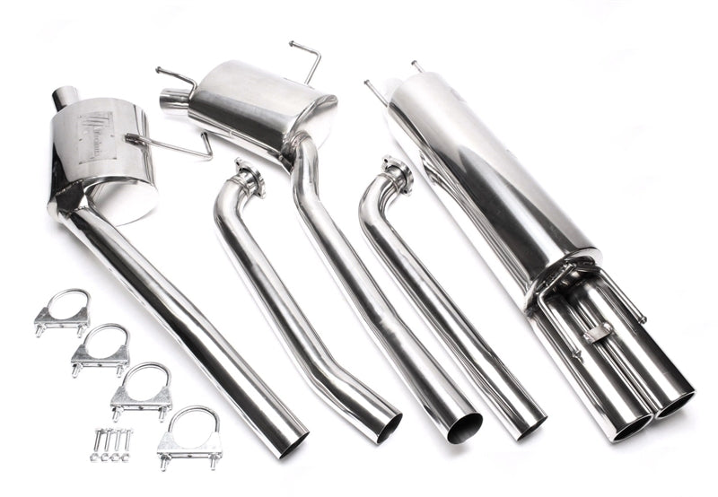 Ligne d'échappement inox 2 × 76 mm rond à bord roulé pour Opel Omega B / 6 cylindres berline — TA Technix