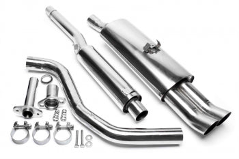 Stainless steel exhaust system 2 × 76 mm DTM for VW Polo, Polo Classic, Polo Coupé type 86C — TA Technix