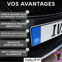 Magnetische kentekenplaathouder IVALITY – Onzichtbare, ultra-sterke bevestiging