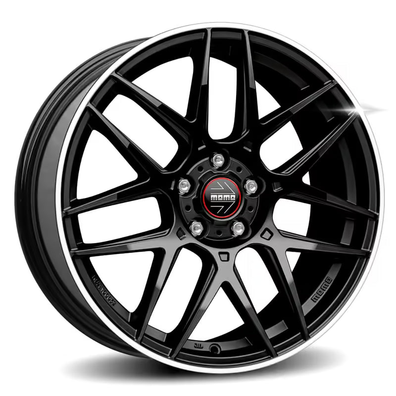 Momo Competizione 20x8.5" 5x114.3 ET35, Noir Brillant, Rebord Poli