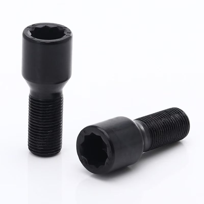 Bulloni ruota lunghi neri con impronta interna M12x1.25 (32 mm - confezione da 10)