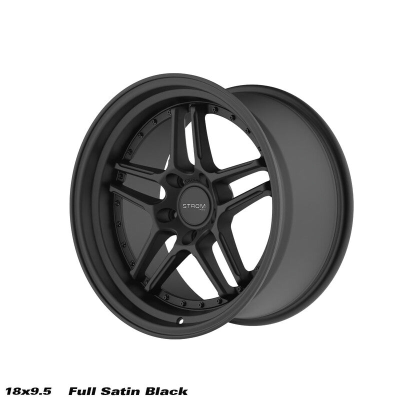 Ström DS-05 18x9.5" 5x120 ET15, Noir Satiné, Rivets Noirs