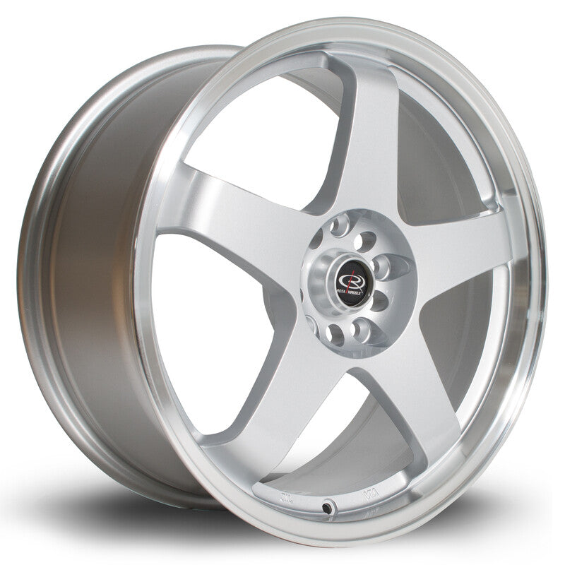 Rota GTR 18x8.5" 5x114.3 ET30, Gris Argenté, Rebord Chromé