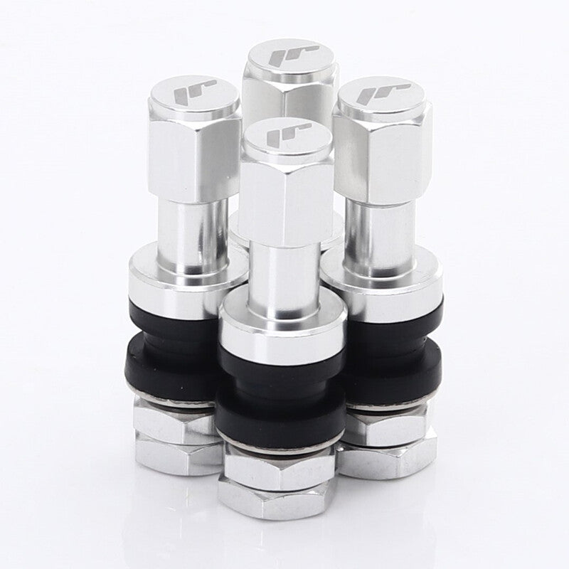 Aluminium Valves - Grey, Japan Racing Logo (set of 4)