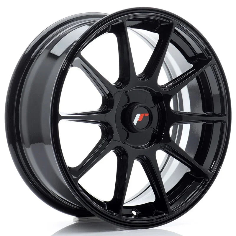 Japan Racing JR-11 17x7" (4 trous - sur mesure) ET20-38, Noir Brillant - Rasl'Bitume