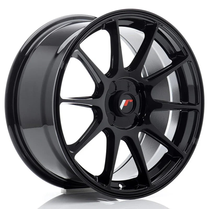 Japan Racing JR-11 17x8" (4 trous - sur mesure) ET20-35, Noir Brillant - Rasl'Bitume