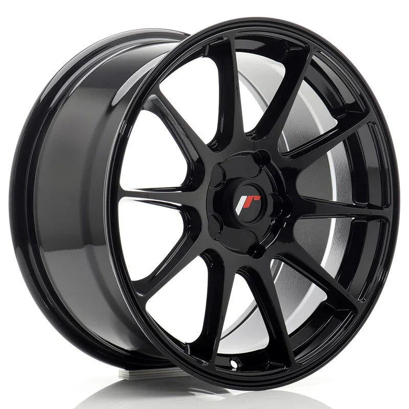 Japan Racing JR-11 17x8" (5 trous - sur mesure) ET20-35, Noir Brillant - Rasl'Bitume