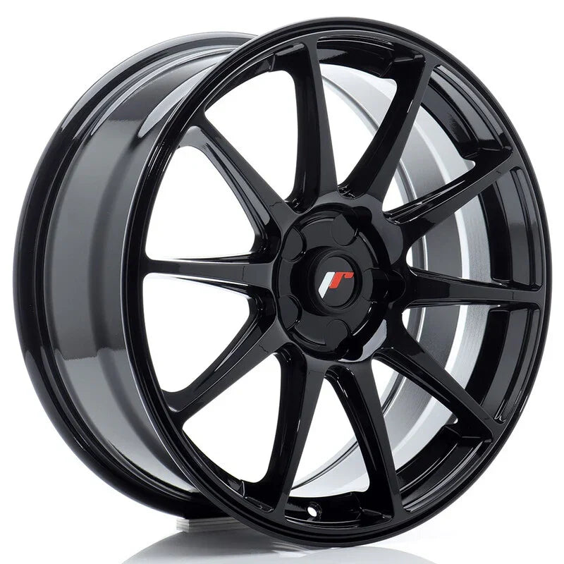 Japan Racing JR-11 18x7.5" (5 trous - sur mesure) ET20-40, Noir Brillant - Rasl'Bitume