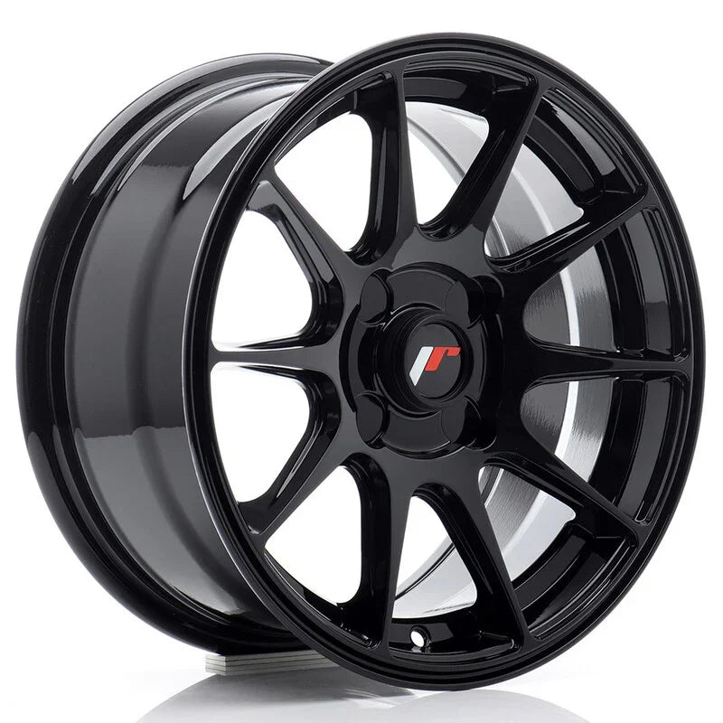 Japan Racing JR-11 15x7" (4 trous - sur mesure) ET30, Noir Brillant - Rasl'Bitume