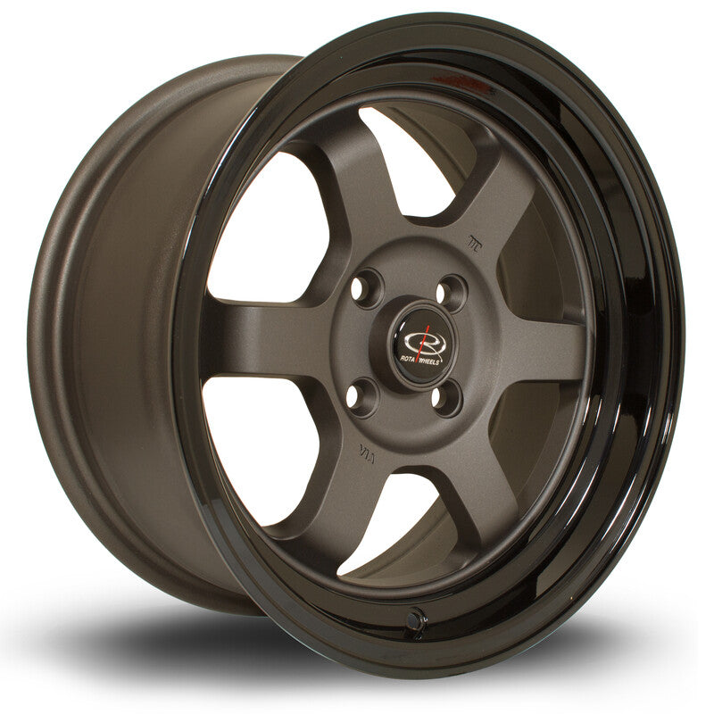 Rota Grid V 15x7" 4x100 ET20, Gunmetal, Rebord Noir Brillant