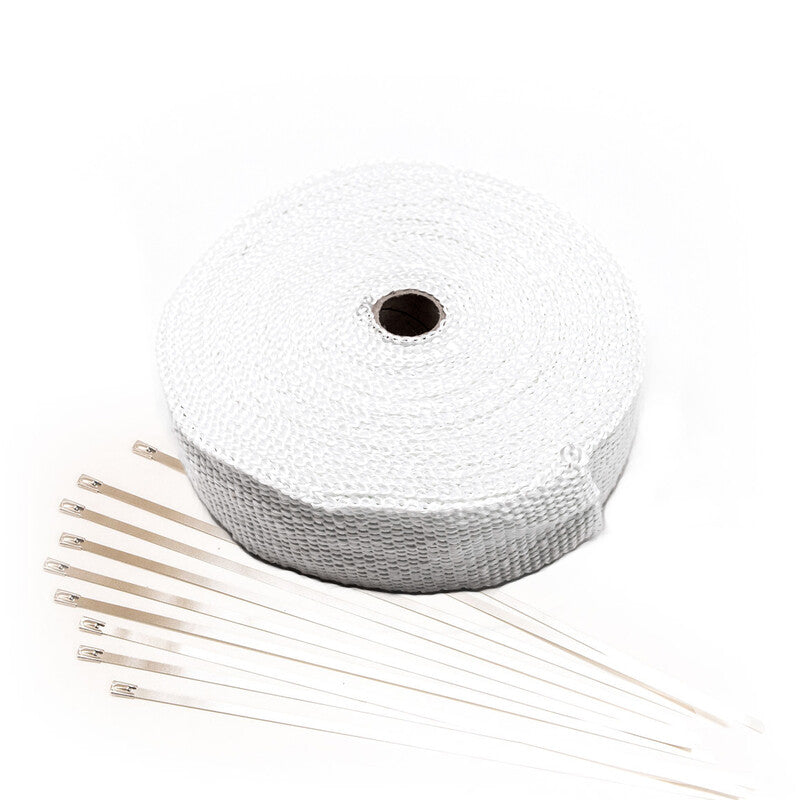 Bandelette Isolante Echappement Blanche (15m x 50mm) + Colliers Inox